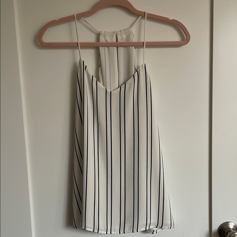 Express White and Black Pleated Backless Camisole